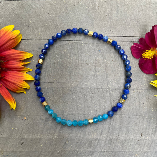 Lapis Lazuli and Apatite Bracelet