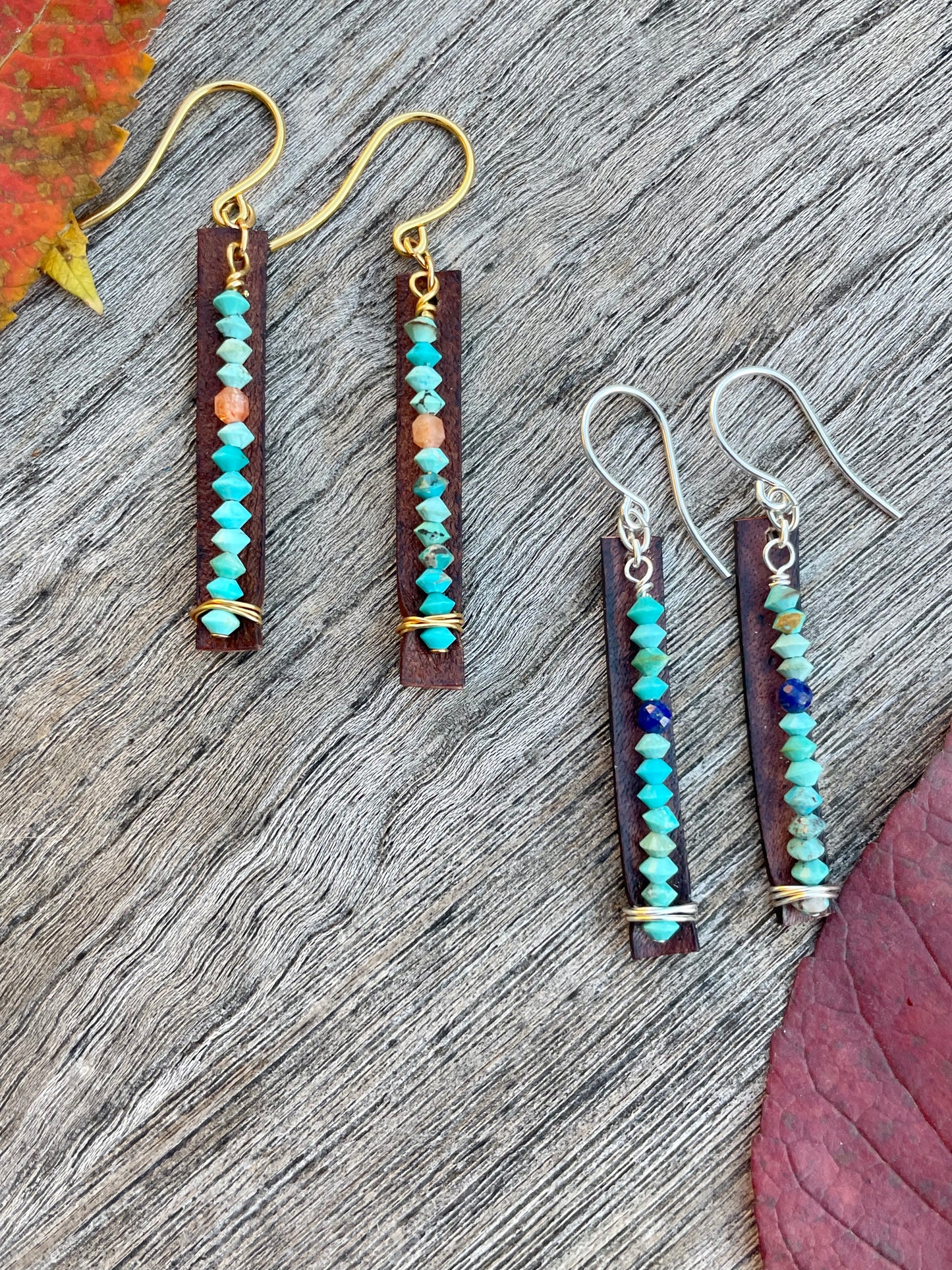 Leather and Turquoise Earrings