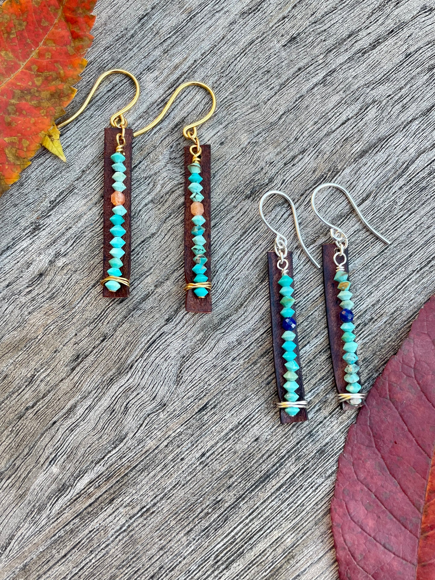 Leather and Turquoise Earrings