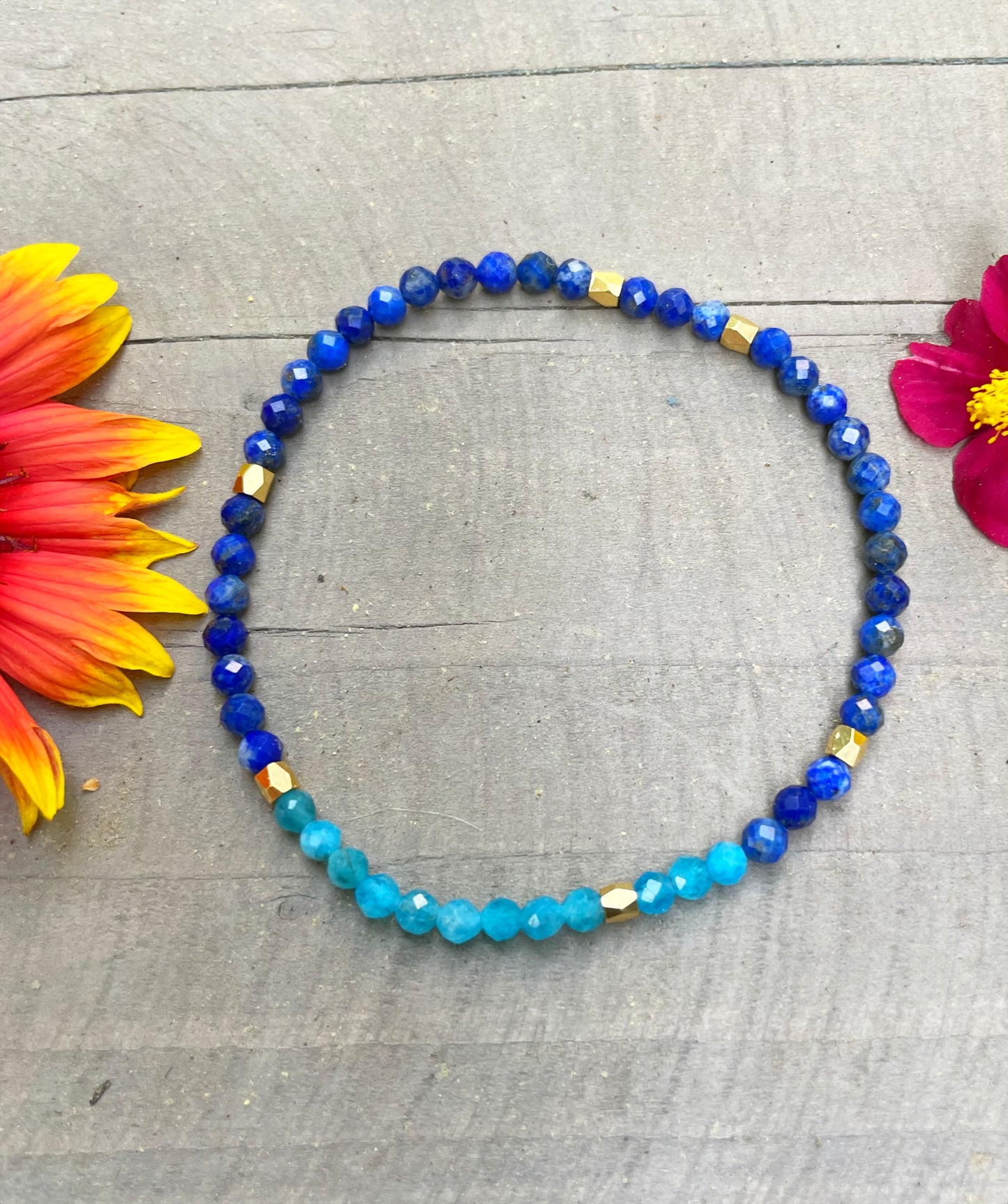 Lapis Lazuli and Apatite Bracelet