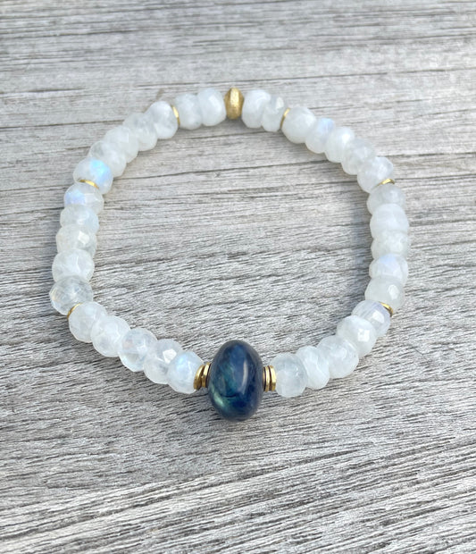 Rainbow Moon and Blue Labradorite Bracelet