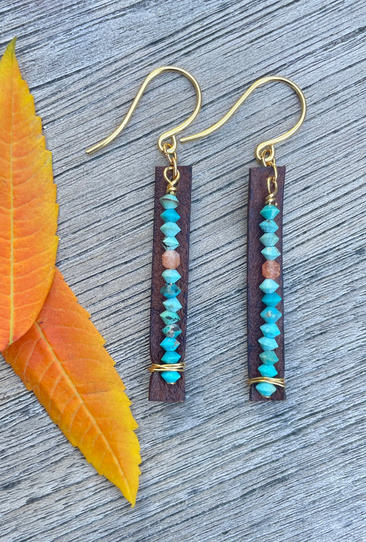 Leather and Turquoise Earrings