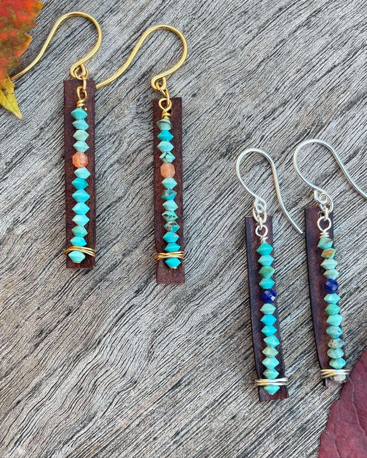 Leather and Turquoise Earrings