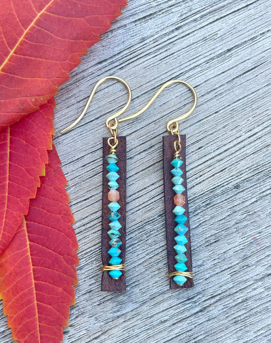 Leather and Turquoise Earrings